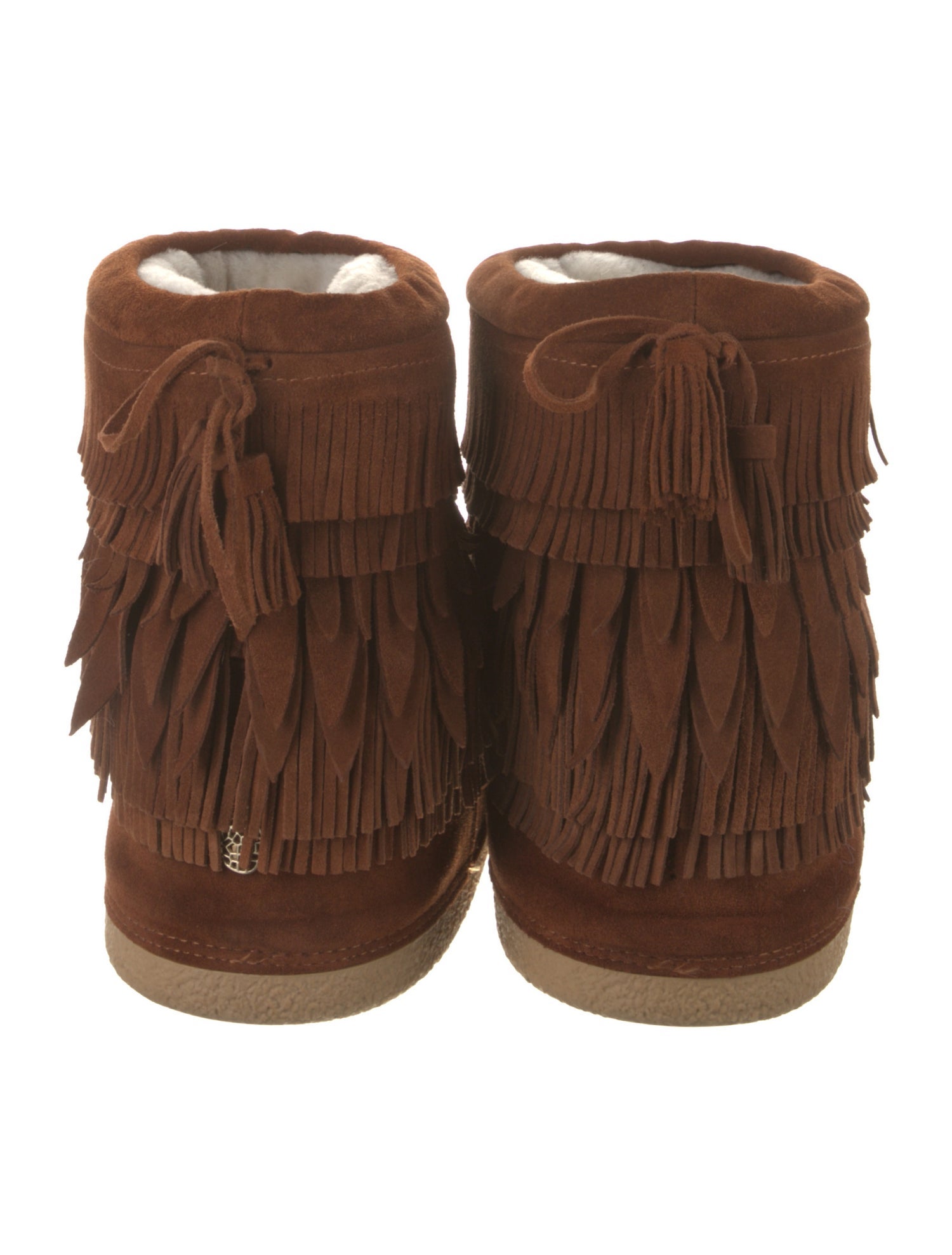 Aquazzura Suede Fringe Trim Accent Lace-Up Boots